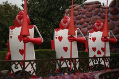 some red and white decorations in the shape of hearts