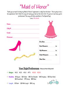 a pink dress and high heel shoe certificate