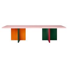 a table with two different colored sections on it