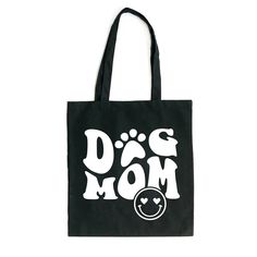 Looking for a cute tote bag to carry all your essentials this summer? This cute Dog Mom Smiley bag will be perfect to add to your collection. Perfect for a day at the beach or every day life! Trendy Shoulder Bag For Mother's Day, Black Travel Bag With Graphic Print, Casual Tote Bags For Mother's Day, Dog Print Tote Bag For Everyday Use, Cute Black Summer Shoulder Bag, Playful Black Bag For Everyday Use, Playful Black Bags For Everyday Use, Playful Cotton Bags For Everyday Use, Fun Black Shoulder Bag For Travel