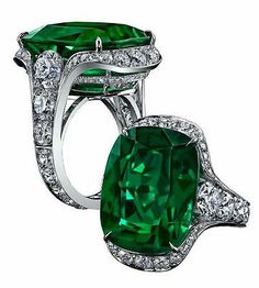 Bijoux Art Deco, Emerald Rings, Emerald Jewelry, Green Emerald, Emerald Ring, High Jewelry, Schmuck Design, White Diamonds, White Diamond