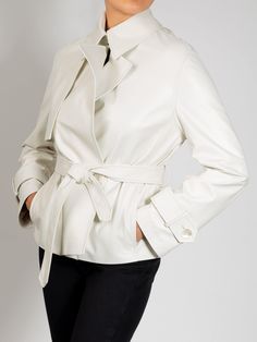 Simplicity and elegance in a single Daisy Italian Lambskin Leather Jacket. An iconic heritage piece is given a contemporary touch, ready to wear in all seasons. With a tailored but relaxed cut, it manages to accentuate the waist with a belt. Elegant Fitted Belted Outerwear, Classic Fitted Outerwear With Belt Detail, Elegant Notch Lapel Outerwear With Belt, Elegant Business Blazer With Belt, Elegant Blazer With Belt For Business, Classic Belted Formal Outerwear, Designer Formal Outerwear With Belt, Elegant Fitted Outerwear With Belt Loops, Chic Formal Outerwear With Belt