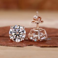 diamond wedding earrings Timeless Earrings, Moissanite Vs Diamond, Round Diamond Earrings, Diamond Solitaire Earrings, Colored Diamond Rings, Antique Diamond Rings, Solitaire Earrings, Diamond Gift, Moissanite Earrings