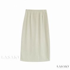 Lasaky - Simple and Fashionable Solid Color High-Waisted Midi Skirt with a Flattering Fit for Casual and Trendy Looks Elegant Non-stretch Beige Skirt, Elegant Beige Skirt With Elastic Waistband, Elegant Summer Pencil Skirt In Solid Color, Elegant Solid Color Summer Pencil Skirt, Elegant Summer Pencil Skirt, Beige Solid Color Pencil Skirt, Elegant High-waisted Mini Skirt With Elastic Waistband, Elegant Plain Summer Skirt, Elegant Plain Skirt Bottoms