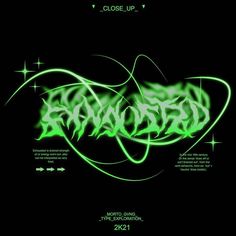 an image of neon green text on black background