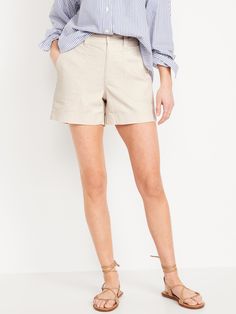 High-Waisted OGC Chino Shorts -- 5-inch inseam | Old Navy Solid Workwear Shorts With Pockets, Relaxed Fit High-waisted Shorts With Welt Pockets, Utility High-waisted Shorts With Patch Pockets, Relaxed Fit High-waisted Shorts With Patch Pockets, High-waisted Shorts With Welt Pockets, Workwear Pants With Pockets And Short Inseam, Workwear Pants With Short Inseam And Elastic Waistband, Short Workwear Bottoms With Patch Pockets, Short Bottoms With Patch Pockets