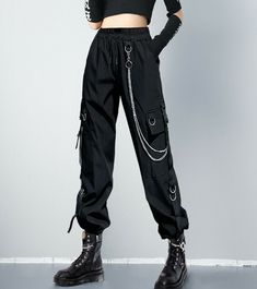 Women Overalls Chain Student Pants Jogger Punk Pockets High Waist Trousers size: S: Pants length: 92cm Hips: 98cm M: Pants length: 93cm Hips: 100cm L: Pants length: 95cm Hips: 104cm XL: Pants Length: 97cm Hips: 106cm 2XL: Pants Length: 99cm Hips: 110cm 3XL: Pants Length: 100cm Hips: 112cm Clothing style details: pockets Length: trousers Pants type: overalls Package: 1 pants (excluding other items in the picture)    Note: Manual measurement has 1-3cm error. Payment We accept PayPal payment. It’s free to join PayPal account. This is the fastest way to shop on eBay and help us in despatching your items quickly. Shipping If you have not received your item after estimated delivered days, please do not hurry to open case to us. We would recheck the shipping status for you and decide refund or so Egirl Outfits Pants, Casual Tactical Clothing, Punk Grunge Outfits, Fashion Gender Neutral, Steampunk Pants, Women Overalls, Goth Pants, Punk Style Outfits, Gothic Pants