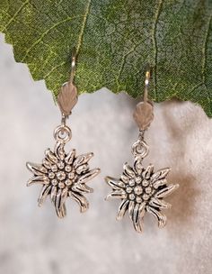 Simple Edelweiss Earrings Jewelry Rare Dirndl Modern Dirndl, Edelweiss Jewelry, German Dirndl Dress, German Dress Dirndl, Edelweiss Flower, Crafted Earrings, Dirndl Dress, Cultural Events, Dainty Earrings