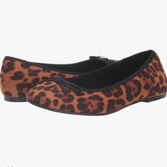 Embrace Your Wild Side With The Trendy Animal Print Leopard Ballet Flat From Evans! These Gorgeous Flats Feature An Extra Wide Fit, Luxurious Cushioned In Sole And Decorative Bow Detailing. They're Made From A Soft Faux Suede Fabric And Effortless Slip Style. Round Toe Flats, Super Comfortable And Ultra Chic! Size 12, Brand New In Original Box, In Perfect Condition With Zero Flaws. *Missprint On Bottom Sole That Says 10, These Are A True Size 12* Brown Synthetic Flats For Fall, Brown Medium Width Flats For Fall, Leopard Ballet Flats, Leopard Print Bow, Faux Suede Fabric, Suede Fabric, Flat Color, Ballet Flat, Bow Detail