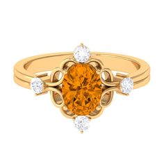 Product Details The luscious shank is set with a central oval citrine that is complemented with traditional detailing and round Diamond for added radiance. The citrine is held in place with prongs, adding a timeless appeal to this gorgeous cocktail ring. If you are keen on classic solitaire that has a touch of modernity, this oval cocktail ring will not disappoint. Product Information SKU SHP-RINGS0821176095 Width 4 mm Height 14 mm Weight 2.24 gm (Approximate) CITRINE INFORMATION No.of Stones 1 Pieces Total Weight 1.10 Carat (Approximate) Dimension(approx) Oval-6X8 mm-1 Pcs Color Yellow Cut Brilliant Shape Oval Setting Type Prong-Setting Quality Grade AAA DIAMOND INFORMATION No.of Stones 4 Pieces Total Weight 0.36 Carat (Approximate) Dimension(approx) Round-2.40X2.40 mm-4 Pcs Color HI Cut Computer Basic, Ring With Diamond, Citrine Ring, 18k Yellow Gold Ring, Cocktail Ring, Yellow Gold Rings, Cocktail Rings, Round Diamond, Prong Setting