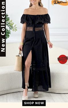 Nirvana Off-shoulder Ruffled Cutout Dress Ruffled Off Shoulder Maxi Dress For Summer, Casual Off-shoulder Dress For Party, Summer Off Shoulder Maxi Dress With Ruffles, Elegant Cold Shoulder Dresses For Vacation, Elegant Cold Shoulder Vacation Dress, Summer Cold Shoulder Dress For Date Night, Casual Off Shoulder Dress For Party, Black Off-shoulder Summer Dress, Summer Party Maxi Dress With Cold Shoulder