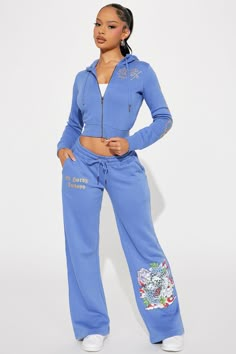 Available In Blue. Hoodie Front Zip Long Sleeve Front And Back Screen Ed Hardy Graphic Stretch Pair To "Ed Hardy Lotus Love Pant" Disclaimer: Due To The Printing Process A Difference In Saturation May Occur. Each Garment Is Unique. 55% Cotton 45% Polyester Imported | Ed Hardy Lotus Love Zip Front Hoodie in Blue size XS by Fashion Nova Cute Tracksuits For Women, Ed Hardy Sweatsuit, Ed Hardy Set, Cute Basic Fits, Summer Fits For School, Cute Tracksuits, Sip Up Hoodie, Ed Hardy Clothes, Ed Hardy Outfit