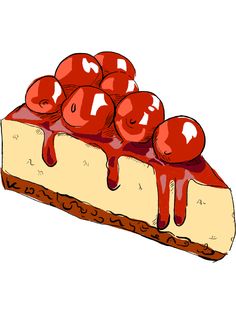 a piece of cheesecake with cherries on top