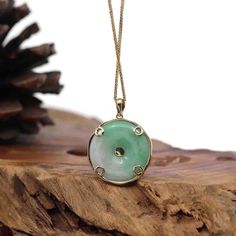 Spiritual Jade Round Pendant Jewelry, Jade Amulet Necklace With Round Pendant, Spiritual Jade Round Pendant Necklace, Jade Amulet Jewelry With Round Pendant, Round Jade Spiritual Necklaces, Round Jade Necklace For Spiritual Style, Spiritual Round Jade Necklaces, Spiritual Round Jade Necklace, Green Necklace With Coin Pendant