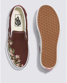 Vans Classic Slip-On Wallflower Floral Shoe Bitter Chocolate VN0009Q77YOThe Slip-On that’s been Setting Trends Since 1979The Classic Slip-On, with its “No Laces, No Problems” approach, was first introduced to the world in 1979. Since then, it’s become a pop culture icon, known for its ability to dress up or down, its reliable comfort, and the flexibility to adapt to everyone’s style. With a vintage-inspired tiger print surrounded by swirling clouds and flowers, the Classic Slip-On Tiger Floral i Clouds And Flowers, Floral Shoe, Bitter Chocolate, Vans Slip On, Floral Shoes, Vans Classic Slip On, Tiger Print, Vans Classic, Retail Therapy