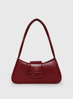 Shoulder bag  Leather material, fixed shoulder strap, zip fastening, silver-toned hardware, flat base, bow detail, flap closure with snap button Red Mini Purse, Celine Triomphe Burgundy, Red Leather Purse Outfit, Cherry Red Purse, Cherry Red Bag, Lawyer Fits, Dark Red Purse, Dark Red Bag, Red Purse Outfit