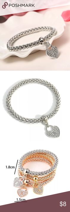 Silver Rhinestone Crystal Heart Bangle Bracelet 🗝 This stunning key-hole heart pendant is a bangle bracelet with an adjustable, 19cm silver rope chain 🗝 Jewelry Bracelets Elegant Silver Heart Bracelet With Rhinestones, Silver Rhinestone Bracelets For Valentine's Day, Valentine's Day Silver Bracelets With Rhinestones, Valentine's Day Silver Bracelet With Rhinestones, Silver Crystal Heart Bracelet For Valentine's Day, Silver Heart Bracelet With Rhinestones, Metal Charm Bracelet With Rhinestones, Silver Crystal Bracelet With Heart Charm For Valentine's Day, Valentine's Day Silver Crystal Bracelet With Heart Charm