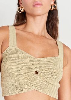 Brieann Knit Top - Khaki - house of lolo Crop Top Bra, Cult Gaia, Easy Going, Vintage Knitting, Knit Vest, Knitting Inspiration, Cotton Knit, Knitting Yarn, Lifestyle Brands