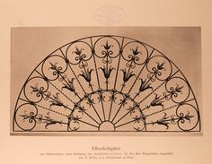 an ornate ironwork design with flowers and leaves on the top, in black ink