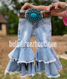 Western Baby Clothes, Baby Clothes Country, Western Babies, Looks Country, Casual Pant, Flared Trousers, Kids Denim, Denim Style