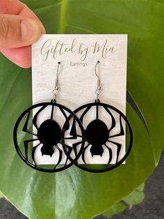 Celebrate this spooky season in style! If you're looking for the perfect accessory for your Halloween party or event, look no further, these lightweight spider statement dangles are for you.  Handmade in Tasmania, Australia PRODUCT NOTES: -All our earrings are handmade with hypoallergenic stainless steel posts/hooks to suit sensitive ears. -Materials: Hypoallergenic Stainless Steel, Acrylic -Lightweight -Charm Size: 49mm -Product colour may slightly vary due to photographic lighting sources or y Weird Jewelry, Halloween Party Outfits, Spider Earrings, Tasmania Australia, Black Spider, Halloween Outfit, Black Acrylic, Stunning Earrings, Etsy Earrings Dangle