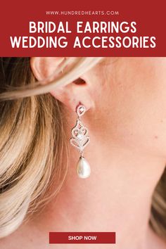 Make a statement on your special day with these delicate and elegant pieces. All stones are handpicked to give the brightest sparkle, so your accessories will shine as bright as you. Bridal Earrings | Drop Earrings | Rose Gold Wedding Earrings | Leaf Dangle | Hundred Hearts | Wedding Accessories | Bridal Accessories | Dainty Bridal Earrings Elegant Bridal Earrings For Valentine's Day Gift, Silver Bridal Earrings For Valentine's Day Wedding, Elegant Bridal Dangle Earrings For Valentine's Day, Valentine's Day Wedding Jewelry With Matching Earrings, Valentine's Day Bridal Drop Earrings, Heart-shaped Pearl Earrings For Wedding, Heart-shaped Wedding Earrings For Valentine's Day, Elegant White Pearl Earrings For Valentine's Day, Elegant Jewelry For Wedding Gift On Valentine's Day