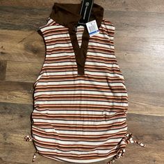 Just Polly Sleeveless Striped Knit Top Juniors Size Xl Nwt Approximate Measurements: 20” Long 16” Pit To Pit Trendy Sleeveless Brown Top, Trendy Brown Sleeveless Tank Top, Brown Ribbed Sleeveless Tank Top, Sleeveless Ribbed Brown Top, Brown Ribbed Sleeveless Top, Trendy Sleeveless Sweater Vest For Day Out, Ribbed Sleeveless Tank Top For Day Out, Sleeveless Knit Top For Fall Day Out, Brown Casual Sleeveless Tank Top