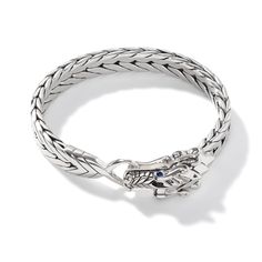 John Hardy Men's Legends Naga 9MM Bracelet in Sterling Silver Naga Dragon, Sapphire Eyes, John Hardy Jewelry, Water Dragon, Silver Flats, Dragon Head, John Hardy, Bracelet Sterling Silver, Balinese