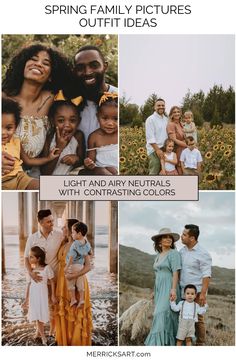 the family is posing for pictures together in their natural surroundings with sunflowers and trees