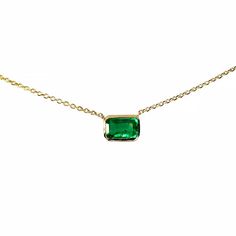 14k Gold Green Emerald Necklace Natural Emerald Cut Green | Etsy Emerald Gold Necklace, Green Emerald Necklace, Bezel Set Necklace, Diamond Star Necklace, Emerald Style, Gemstone Pendant Jewelry, Emerald Birthstone, Natural Gemstone Necklace, Bezel Necklace