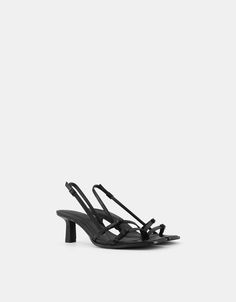 Kitten-heel sandals with buckles - Shoes - Women | Bershka Kitten Heel Sandals, Trainer Heels, Buckle Shoes, Black Sandals Heels, Buckle Sandals, Purse Jewelry, Sandals Black, Boots For Sale, Boot Sandals