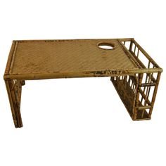 a bamboo table with a hole in the middle