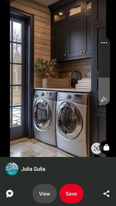 the app is showing an image of a washer and dryer