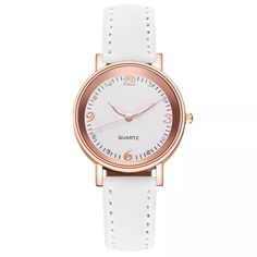 New Quartz Watch, White Leather Band, New Battery Included, Glow In The Dark Hands Casual White Watches For Gifts, Casual White Watches As Gifts, Dark Hands, Larsson And Jennings Watch, Christmas Watches, Disney Watches, Pink Watch, Quartz Pink, Vintage Telephone