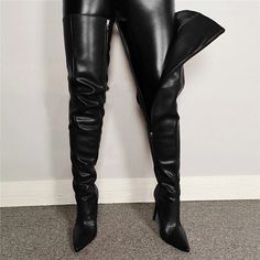 Category:Boots; Upper Materials:PU; Season:Spring,Fall; Heel Type:Stiletto; Gender:Women's; Toe Shape:Pointed Toe; Type:Over The Knee Boots,Thigh High Boots; Style:Sexy; Outsole Materials:Rubber; Occasion:Party,Club; Closure Type:Zipper; Listing Date:06/26/2024; 2024 Trends:Sexy Boots; Foot Length:; Foot Width: Leather Over The Knee Boots, Stiletto Boots, Point Shoes, Super High Heels, Beige Shoes, Long Boots, High Heels Stilettos, Thigh High Boots, White Casual