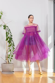 Prom Dress Sheer, Purple Tulle Dress, Avant Garde Dress, Tulle Outfit, Blue Tulle Dress, Avant Garde Dresses, Purple Tulle, Pink Tulle Dress, Dress Tutu