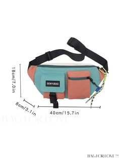 the fanny bag has two zippers on each side and is attached to a belt