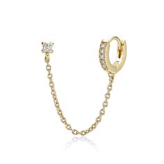 PRICES MAY VARY. A BEACON OF ELEGANCE - This sophisticated set of lab grown diamond chain huggie hoop and stud earrings is crafted from 18k yellow gold-plated 925 sterling silver and highlights 0.077 cttw of dazzling F-G, VS1-VS2 diamonds securely held in a prong setting. The innovative design combines huggie hoops with delicate chain details. The snap-in hinged hoops ensure a comfortable and secure fit, perfect for both everyday wear and special occasions. Treat yourself or a loved one to this Double Piercing Earring, Double Piercing Earrings, Double Piercing, Double Earrings, Diamond Huggie Earrings, Preppy Jewelry, Wishlist 2024, Earring For Women, Matching Jewelry