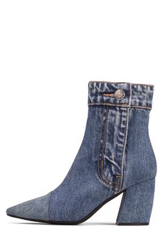 FINITE-JN Jeffrey Campbell Boots, Chunky Heeled Boots, Denim Heels, Denim Boots, Denim Shoes, Womens Boots Ankle, Jeffrey Campbell, Blue Shoes, Cute Shoes