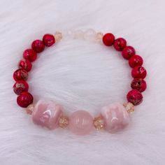 8MM Pink Jasper 8MM-12MM Light Rose Quartz 6MM Pink Crystal Beads Pink Jasper, Peace Light, Quartz Pink, Jasper Bracelet, Light Rose, Rose Lights, Pink Crystal, Crystal Beads, Rose Quartz