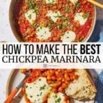 the cover of how to make the best chickpea marinara sauce in one pan