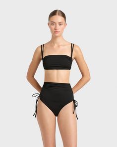 Ari Bikini Top - Black Fitted Bandeau Swimwear With Removable Straps, Bandeau Swimwear With Removable Straps For Poolside, Black Bandeau Swimwear With Padded Cups, Resort Wear Dresses, Black Bandeau, Cute Swimsuits, Designer Swimwear, Australian Fashion, Short Shirts