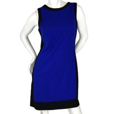 Lauren Ralph Lauren Sleeveless Colorblocked Dress Features Crew Neck, Sleeveless, Blue Dress With Black Outline And Color Blocking Style. Hidden Back Zip. Fitted Sleeveless Color Block Dress, Stretch Sleeveless Color Block Dress, Chic Sleeveless Color Block Dresses, Blue Sleeveless Workwear Dress, Blue Sleeveless Dress For Work, Blue Color Block Dress For Work, Sleeveless Blue Dress, Ralph Lauren Dresses, Ralph Lauren Dress