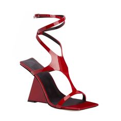 Pole Shoes, Wedged Heel, Iconic Shoes, Heels Aesthetic, Flat Shoe, Statement Shoe, Wedges Style, Ankle Strap Wedges, Red Handbag