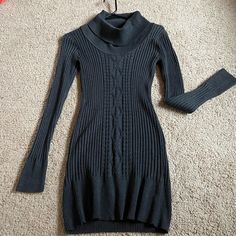 Dark Grey Sweater Dress With Turtle Neck Style. Worn Once, Brand New Condition. Size Small. Very Flattering Fit, Short Style. Dark Grey Sweater, Turtle Neck Style, Gray Sweater Dress, Navy Blue Mini Dress, Embroidered Tunic Dress, Parker Dress, Grey Sweater Dress, Black Slip Dress, Sleeveless Shift Dress