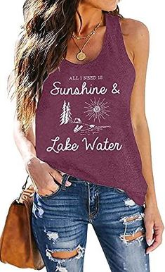 Sun Graphic, Muscle Shirt, Lake Water, Muscle Shirts, Printed Tank Tops, Summer Tshirts, Letter Print, Graphic Tank Top, Letter Prints