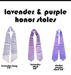 Lavender and Purple Honor Stole, Choir or Clergy Sash Material: Highest-quality Satin  Length Options:      60 inch (short)     74 inch (long) Color Options (not all designs are available on all colors)     Lavender     Darker Purple   Bulk Quantities: Do you need to purchase in Bulk in quantities greater than listed? Let us know and we will create a listing just for you. International buyers - please note: Import duties, taxes, and charges aren't included in the item price or postage cost. Thes Traditional Lavender Pre-draped Saree For Festive Season, Cheap Satin Graduation Stole, Rainbow Clergy Stole, Purple Sash, Formal Purple Standard Tie, Purple Graduation, Lavender Purple, Adult Costumes, Choir