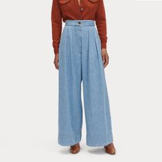 An Rc Go-To Pant, The Coxsone Is An Easy, Pleated, High-Waisted Trouser With A Wide Leg, Cut This Season In Vista Denim. Features: Two Trouser-Style Side Slit Pocket, Side Zipper On The Other, Faux Fly, Hidden Elastic At The Back Of The Waist, Lined Bottom Hems (So These Fall Correctly), Traditional Golden Yellow Topstitching. 100% Organic Cotton. Made In The Usa. Size 6. Retails For $450. Currently Sold Out. Condition: New Without Tags. I Purchased These And Washed Them (Hand Wash Cycle, Cold W Jeans Wide, Style Jeans, Trouser Style, Rachel Comey, Denim Trousers, High Waisted Trousers, Golden Yellow, Jeans Style, Fragrance Free Products