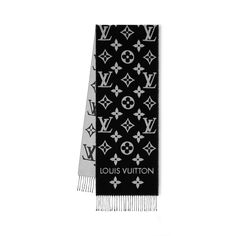 LOUIS VUITTON® - Lv Essential Scarf - Black Louis Vuitton Scarf, Louis Vuitton Official Website, Leather Denim, Louis Vuitton Official, Monogram Bag, Buckle Shoes, Silver Jewelry Fashion, Fall Accessories, Monogram Design