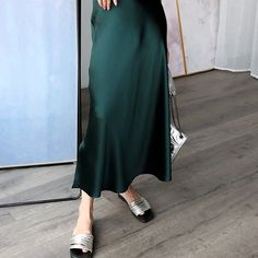 Silk Satin High Waisted Skirt Women A-Line Elegant Skirts – lastrafashion Ankle-length Solid Lined Skirt, Solid Ankle-length Lined Skirt, Solid Color Ankle-length Lined Skirt, Solid Midi Skirt For Party, Plain Midi Skirt For Party, Midi Length Party Skirt, Ankle-length Solid Lined Maxi Skirt, Ankle-length Lined Maxi Skirt, Solid Ankle-length Lined Maxi Skirt